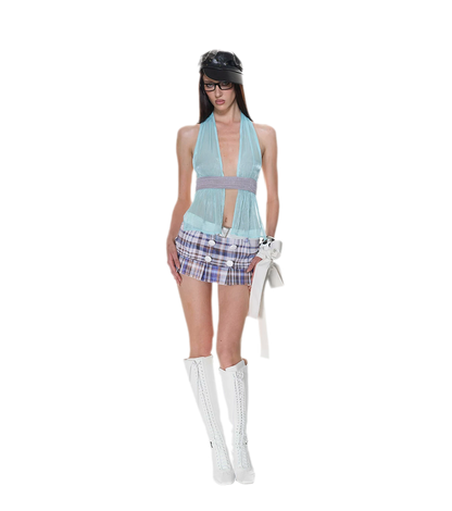 Plaid Bustier Skirt Set