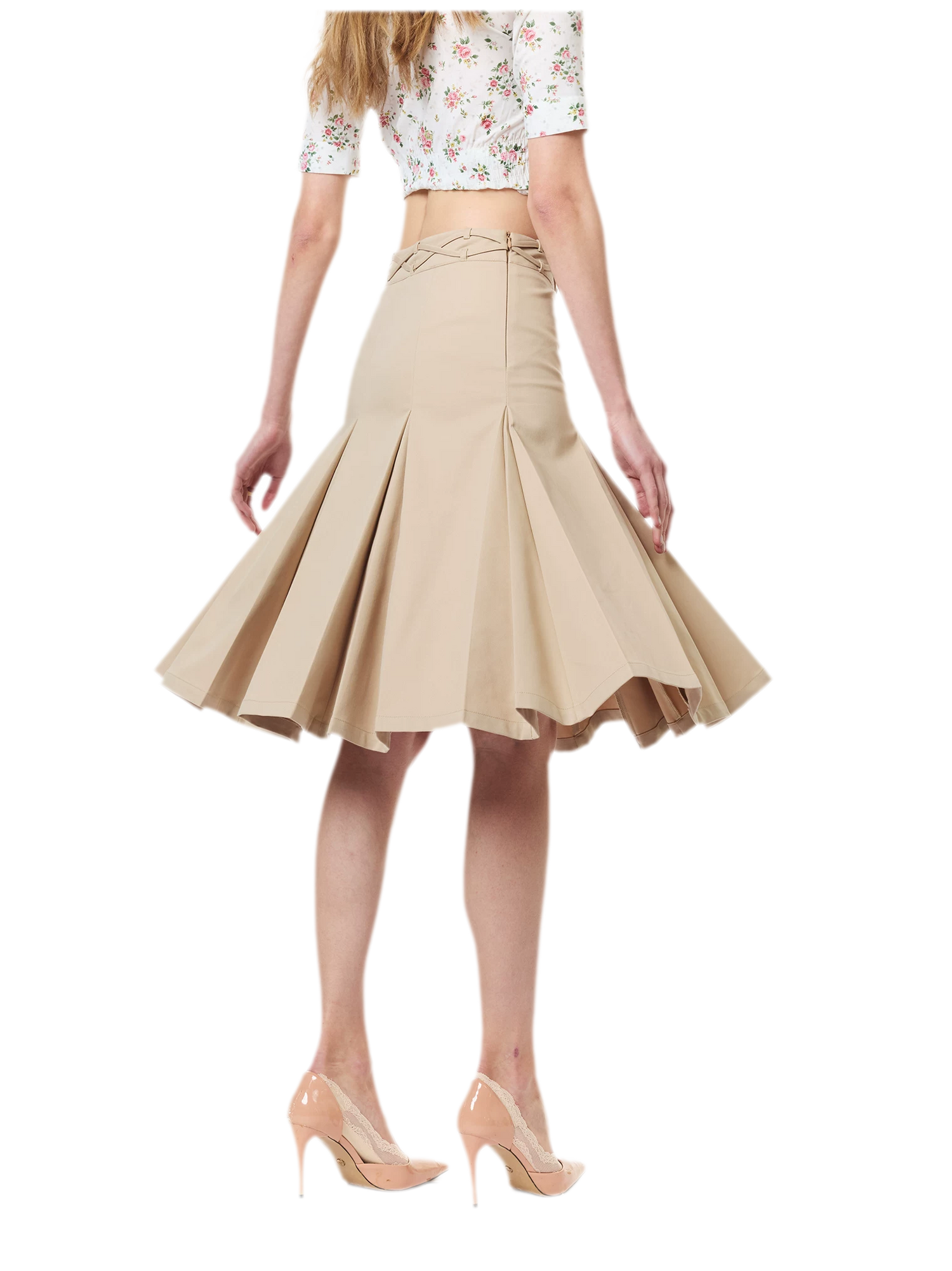 Low Waist Pleated A-Line Skirt