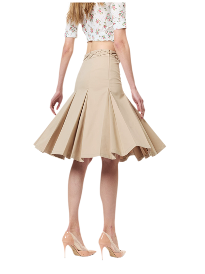Low Waist Pleated A-Line Skirt