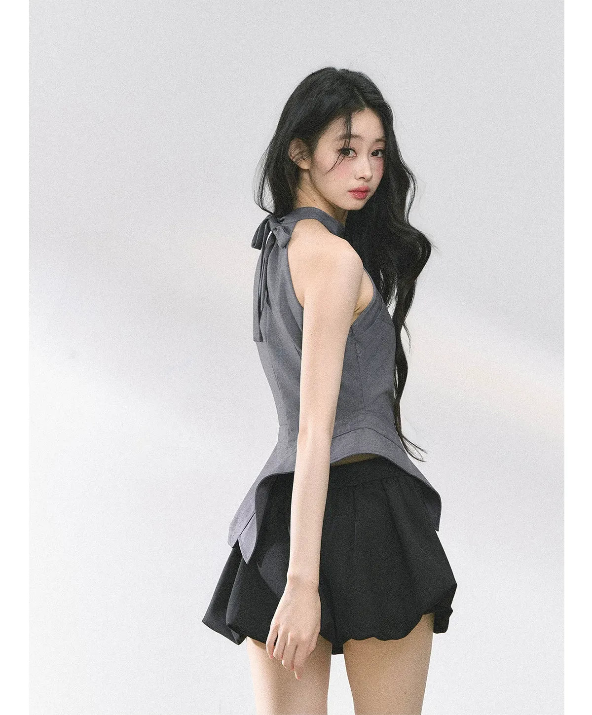 Halter Sculpted Crop Tee