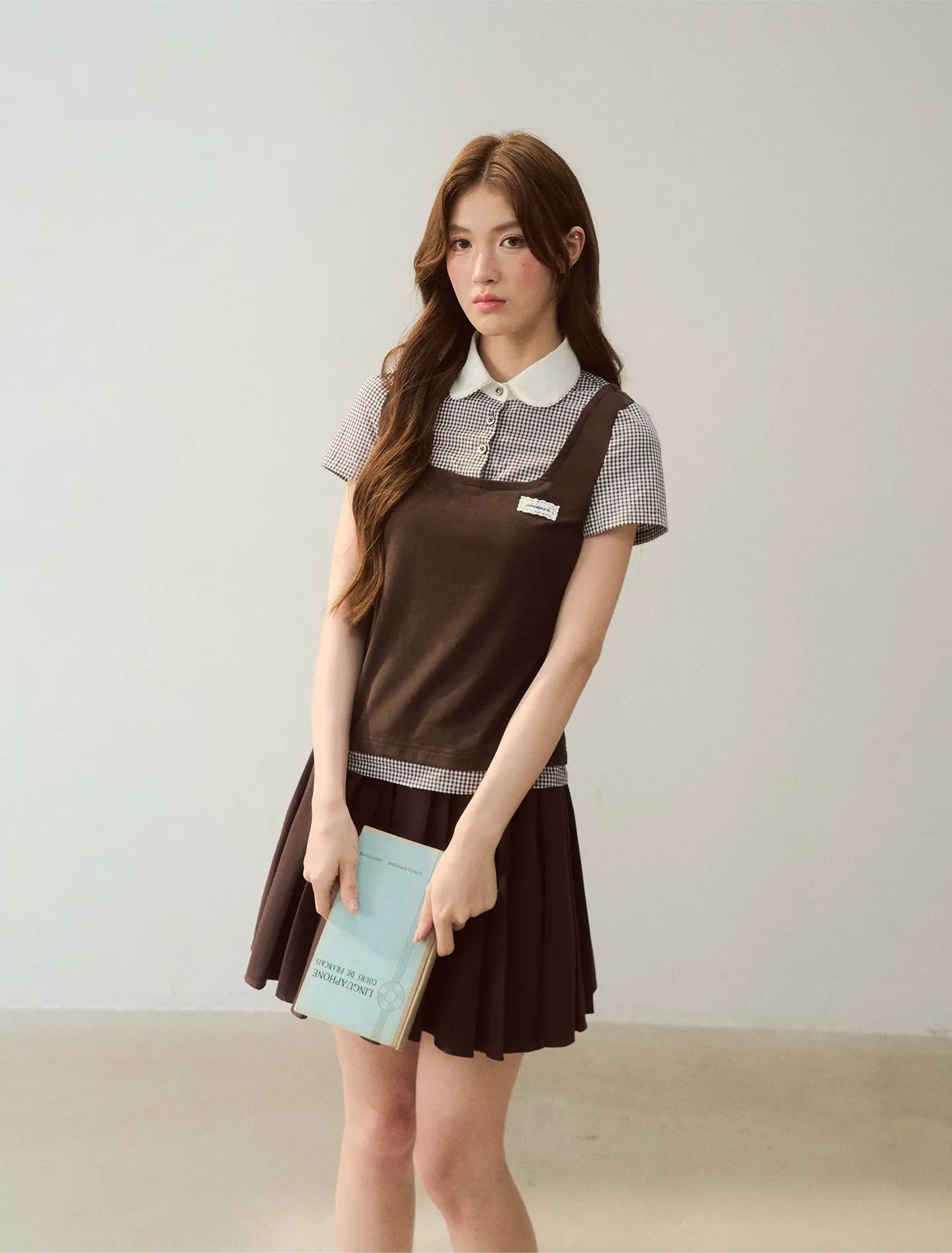 Patchwork Doll Collar Shirt