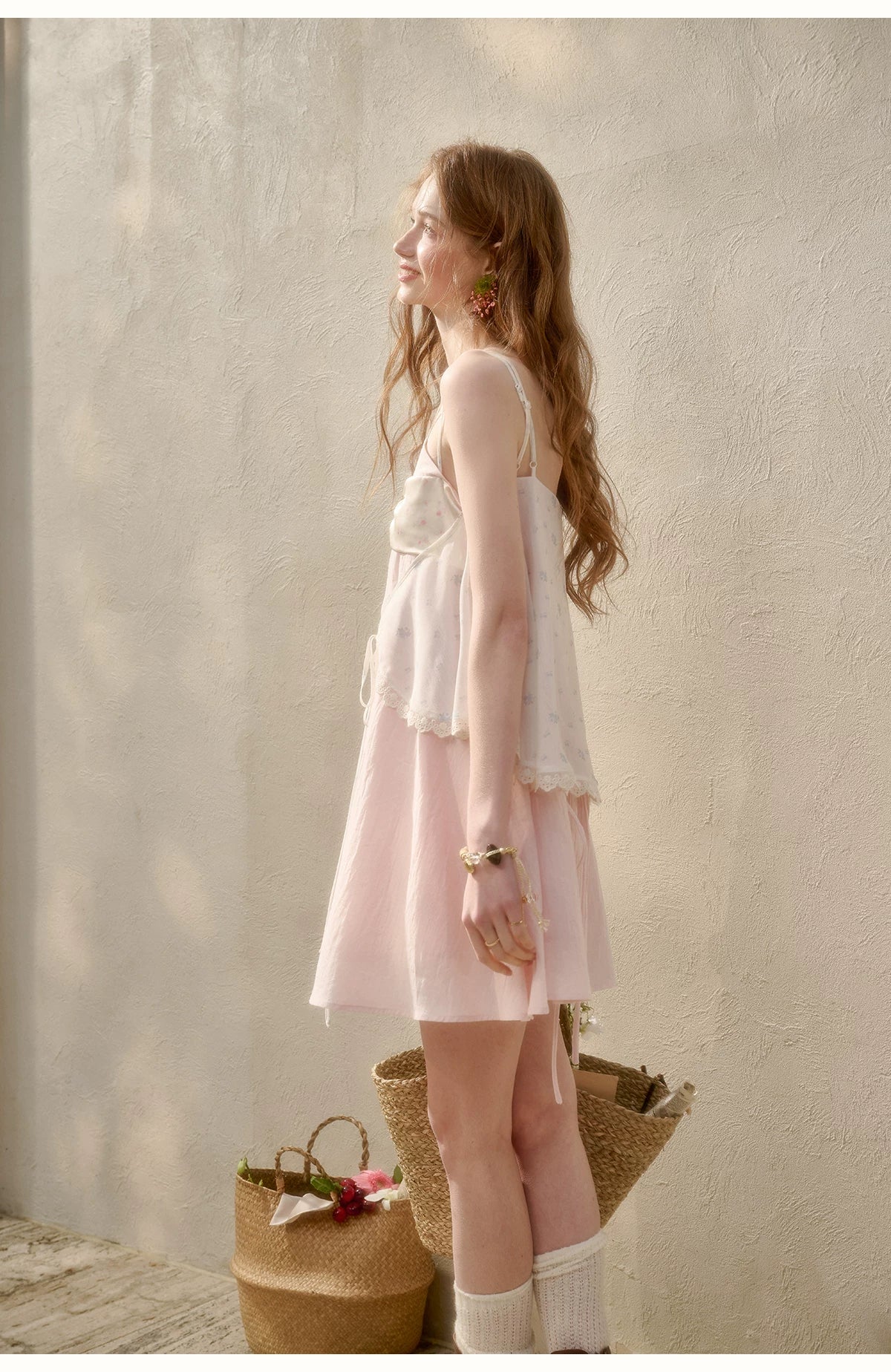 Cream Cotton Chiffon Camisole Dress