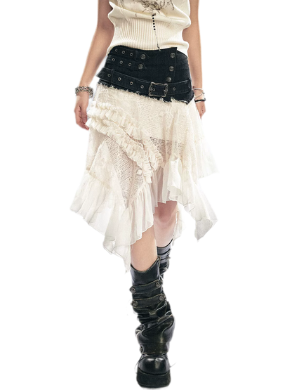 Lace Patchwork Tulle Skirt
