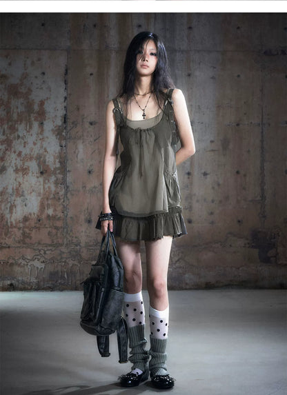 Mesh Layered Strap Dress