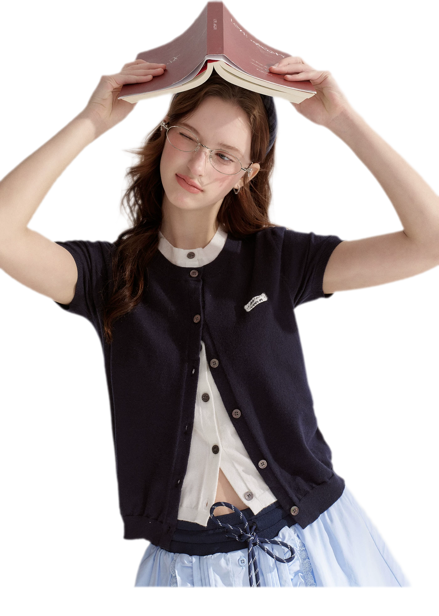 Contrast Faux Layer Knit Tee