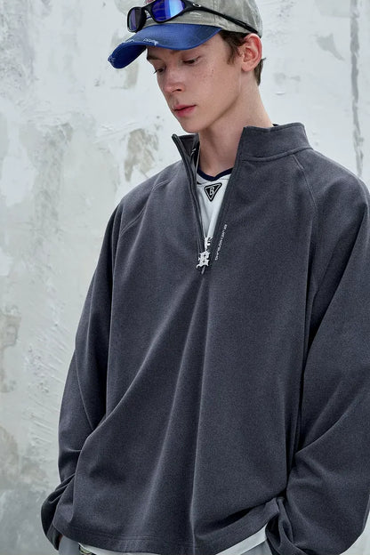 Vintage Oversized Half-Zip T-Shirt