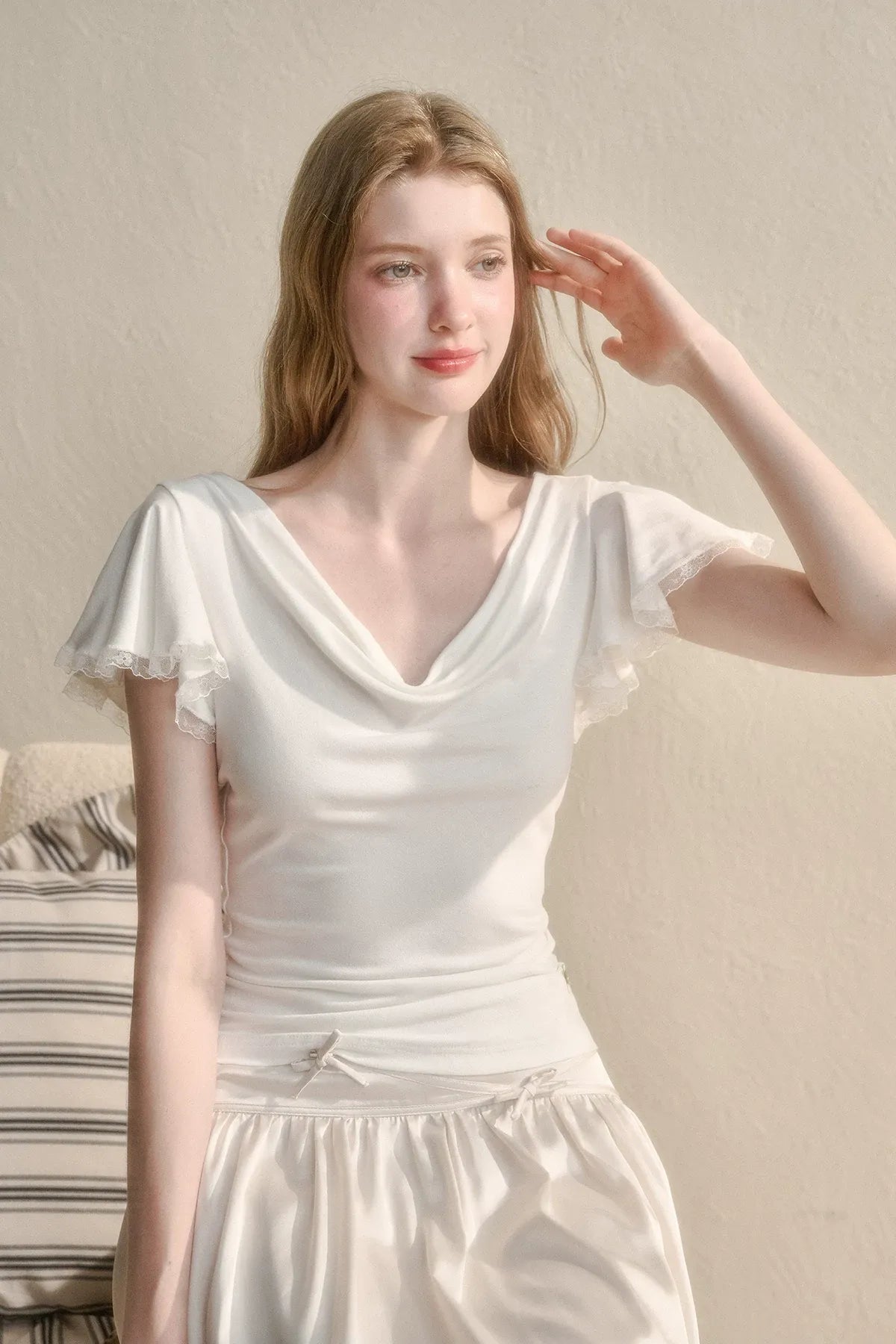 Airy V-Neck Ribbed T-Shirt