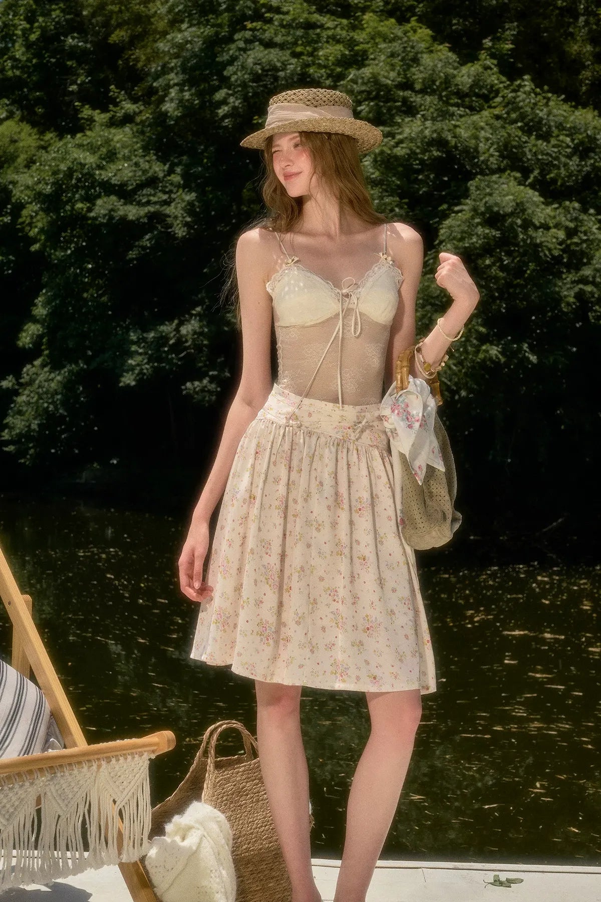 Satin Bow A-Line Skirt