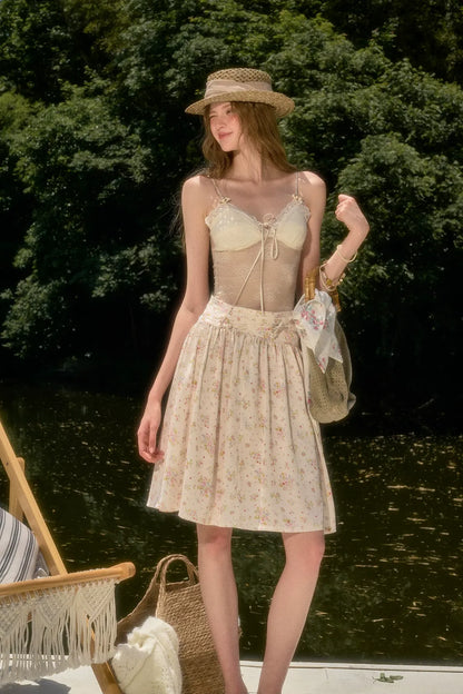 Satin Bow A-Line Skirt