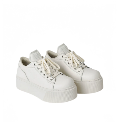 Sculptural Leather Thick-Soled Sneakers