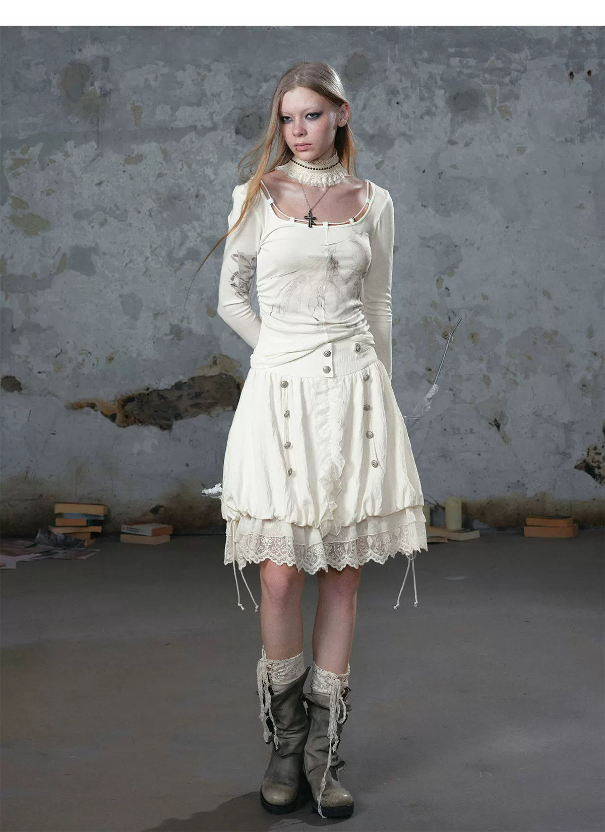 Lace Patchwork Bubble Skirt