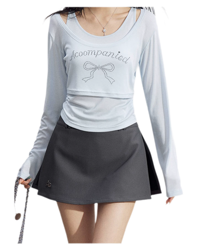 Bow Rhinestone T-Shirt Set