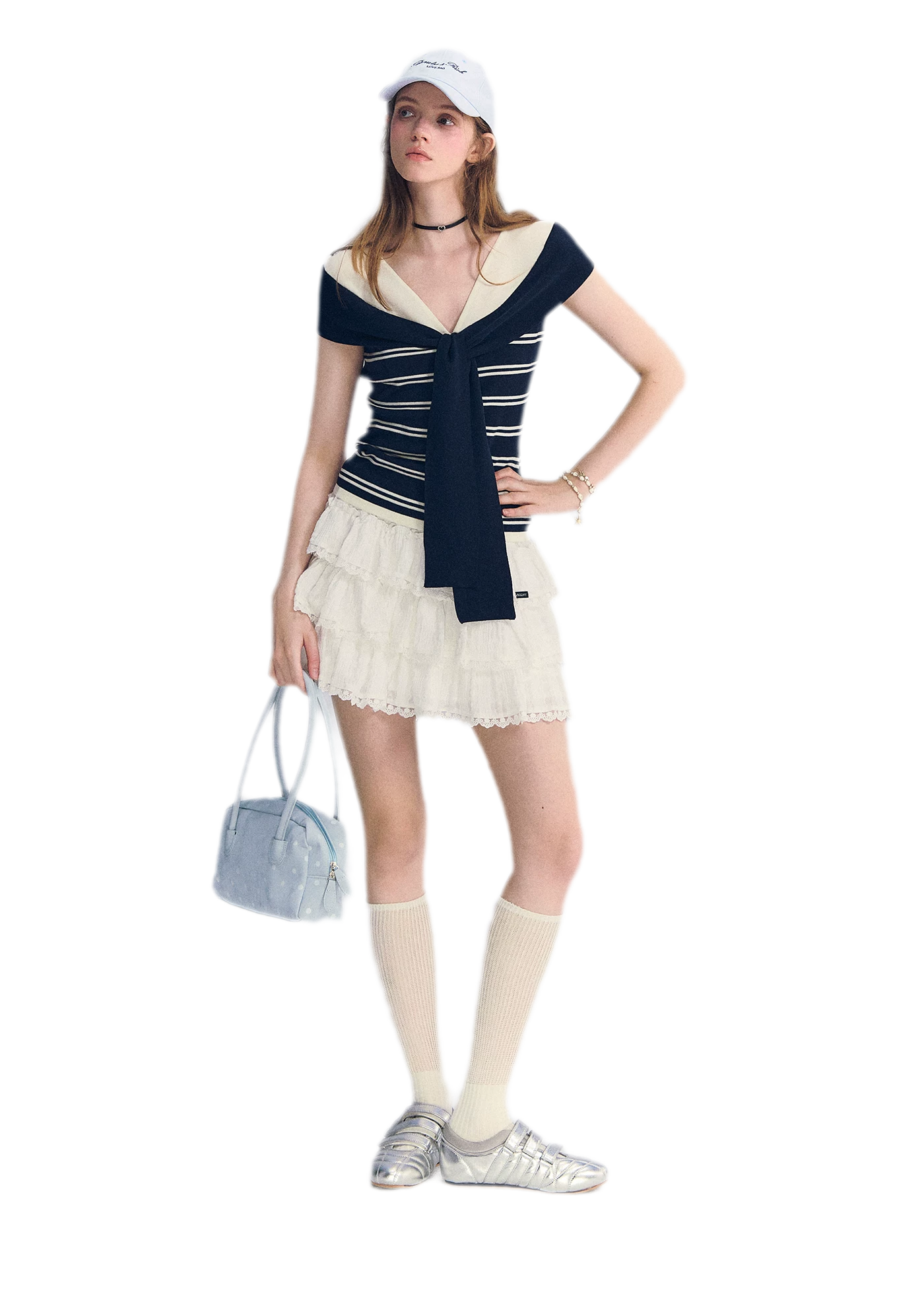 Colorblock Off-Shoulder Tee