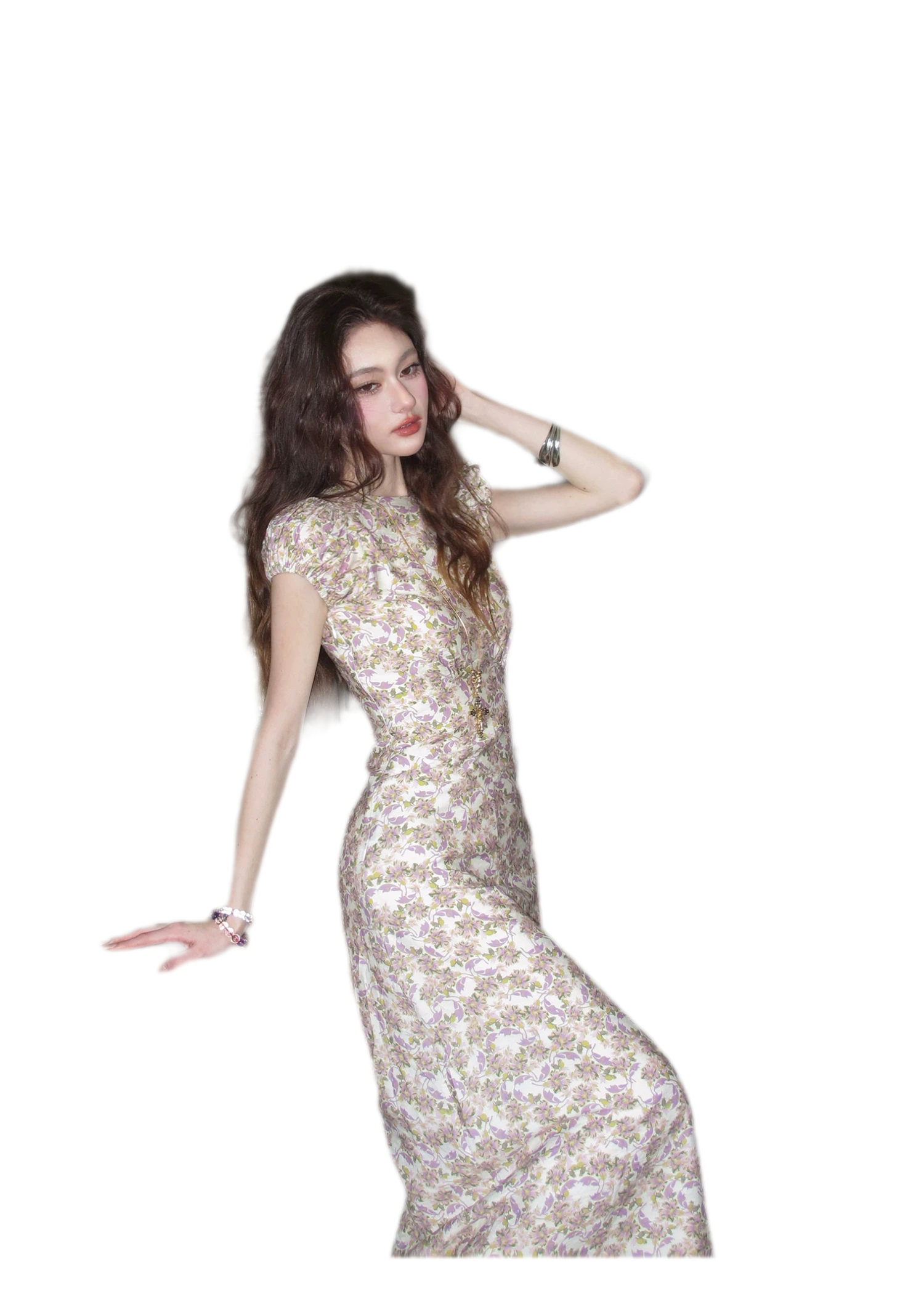 Misty Lilac Cotton Maxi Dress