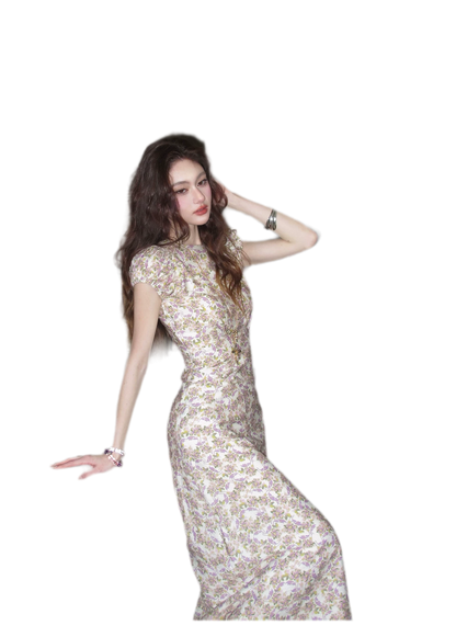 Misty Lilac Cotton Maxi Dress