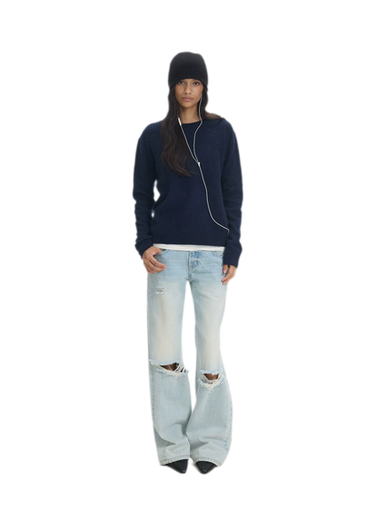 Brushed Knit Crewneck Sweater