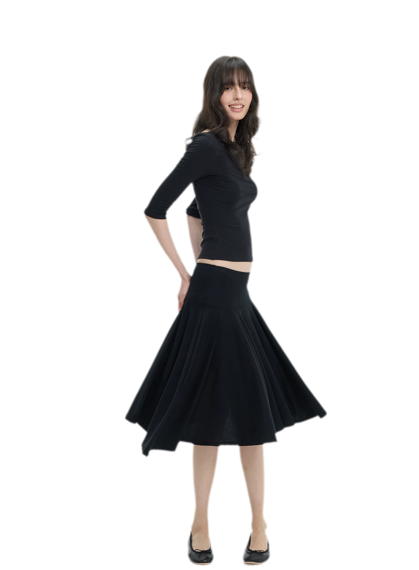 Lyocell Boat Neck Knit Top