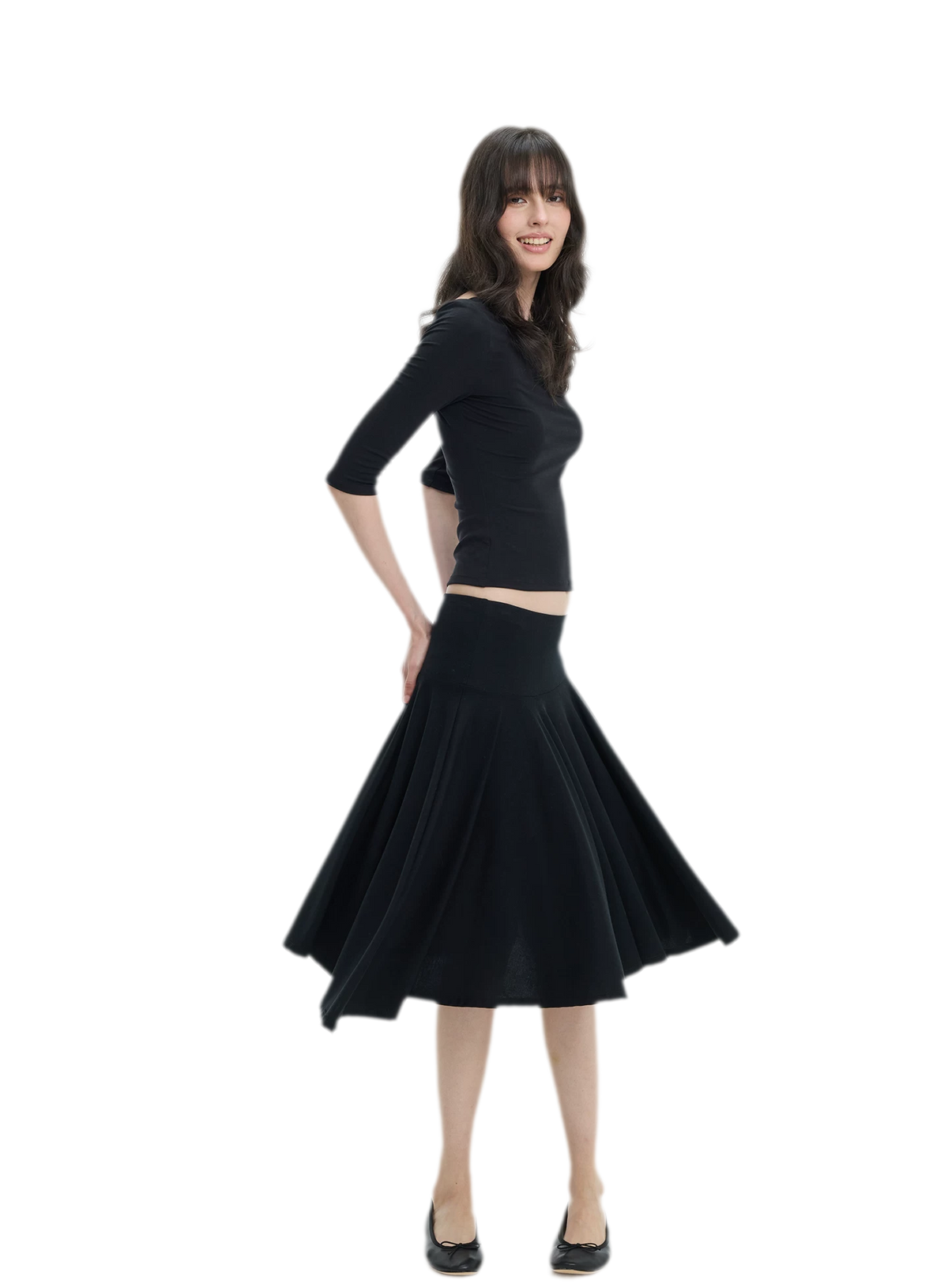 Lyocell Boat Neck Knit Top