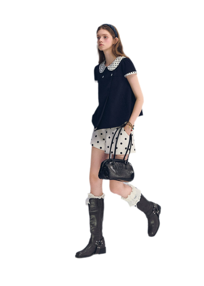 Polka Dot Doll Collar Top
