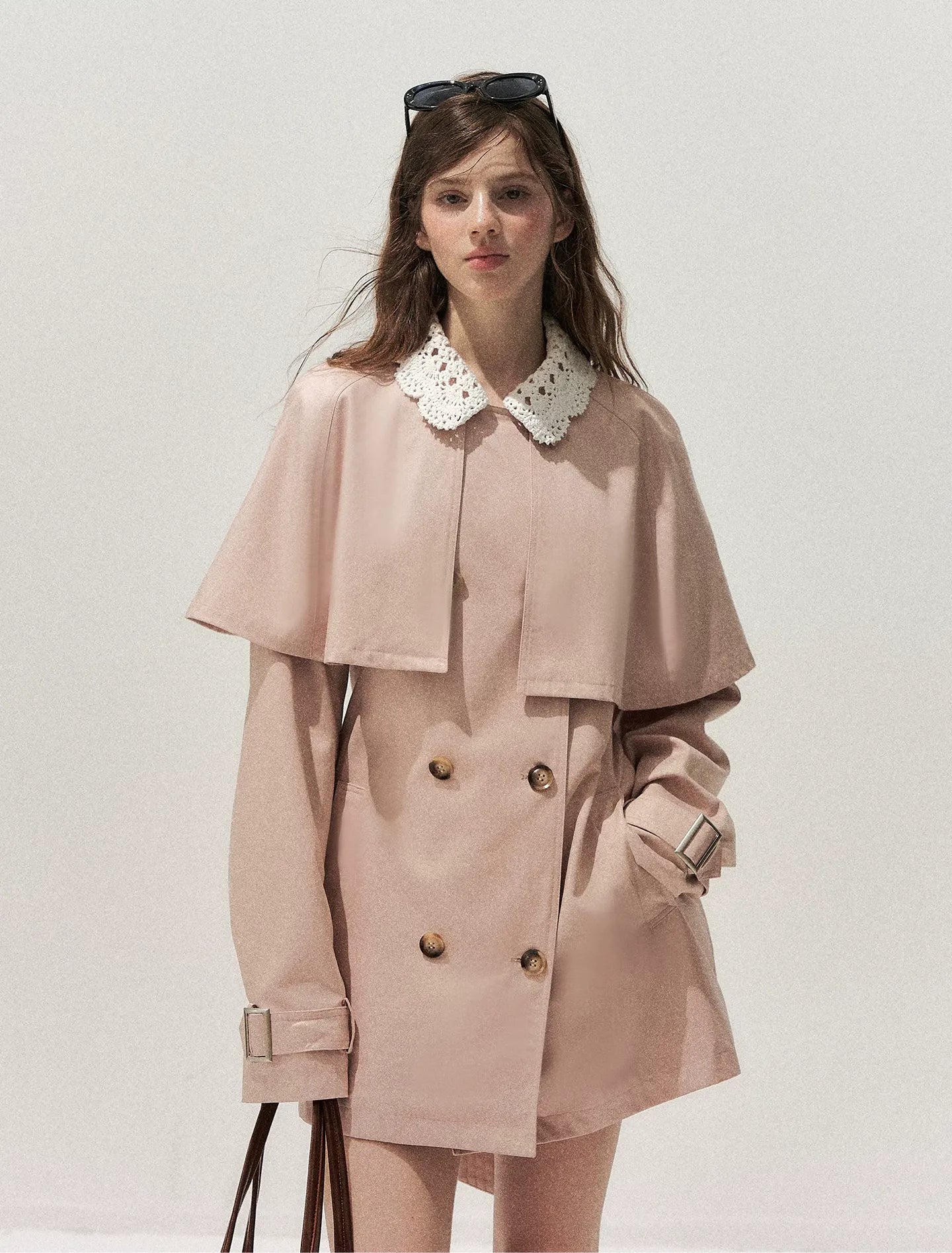 Crochet Cape Trench Coat