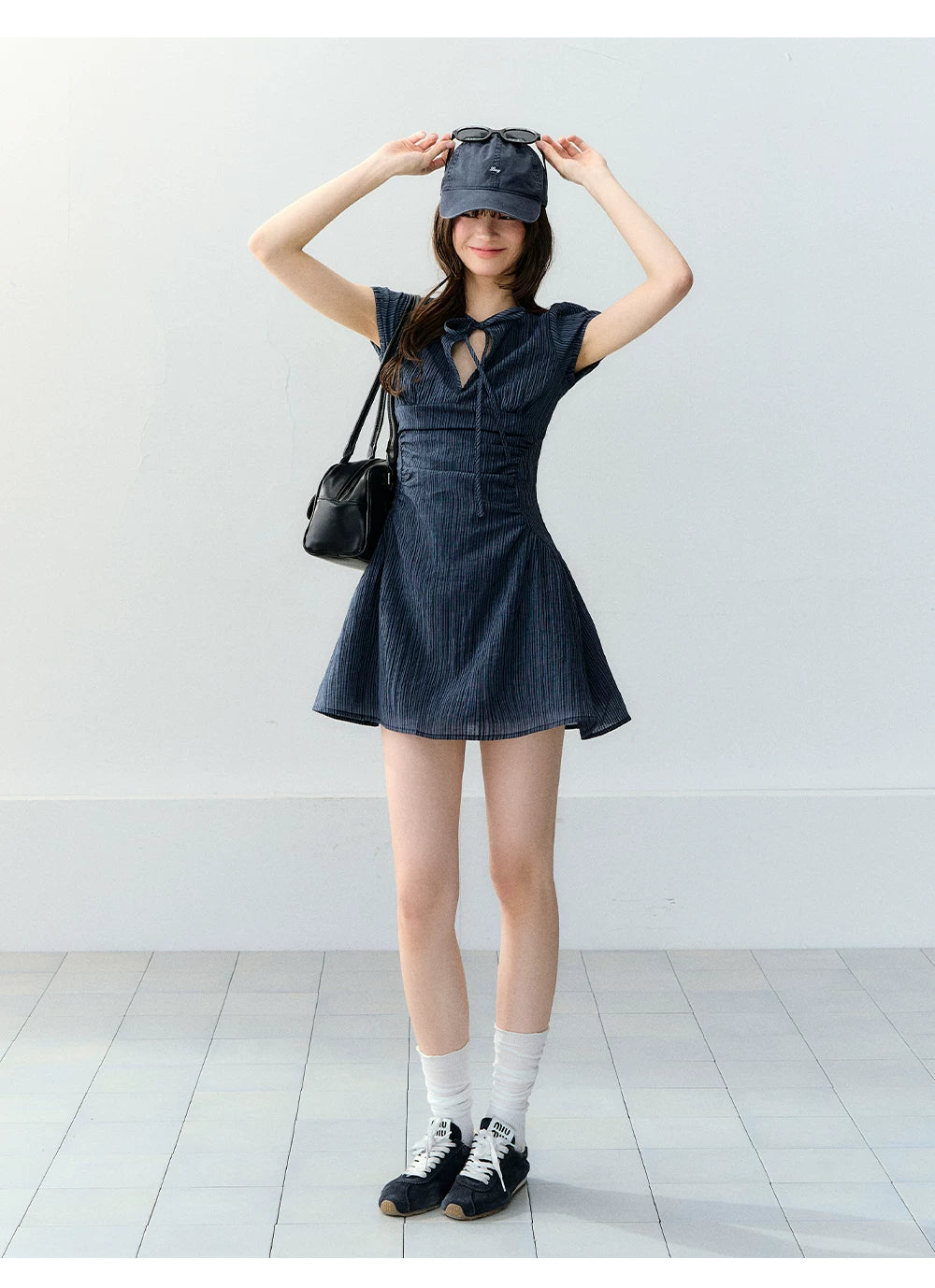 Vintage Embroidered Tie Waist Dress