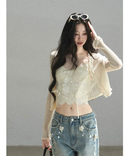 Lace Camisole Knit Set