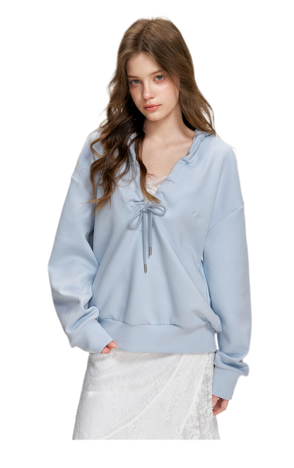 Cotton-Feel Ruched Oversized Hoodie