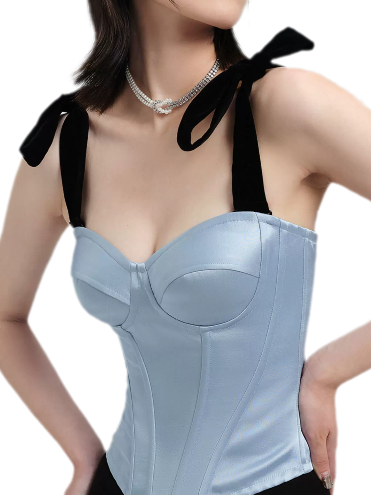 Velvet Bow Satin Corset