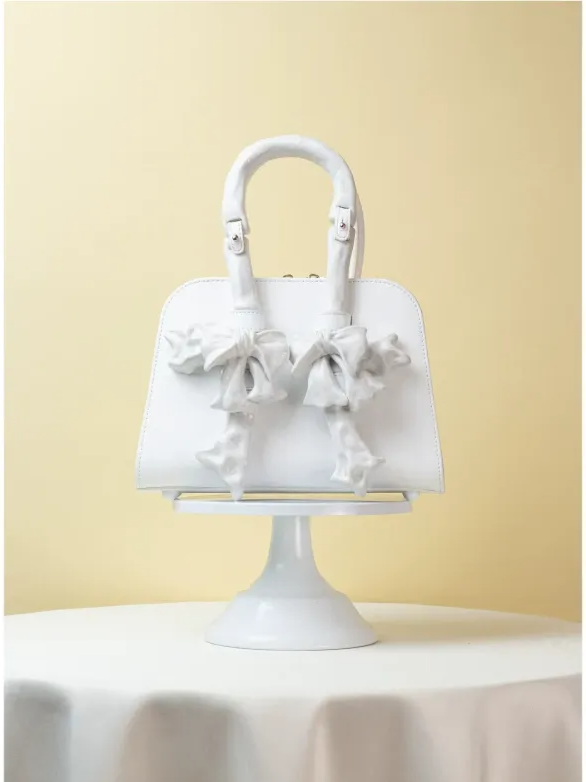 Ceramic Glossy Bow Structured Handbag