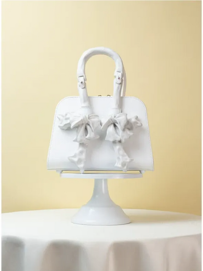 Ceramic Glossy Bow Structured Handbag