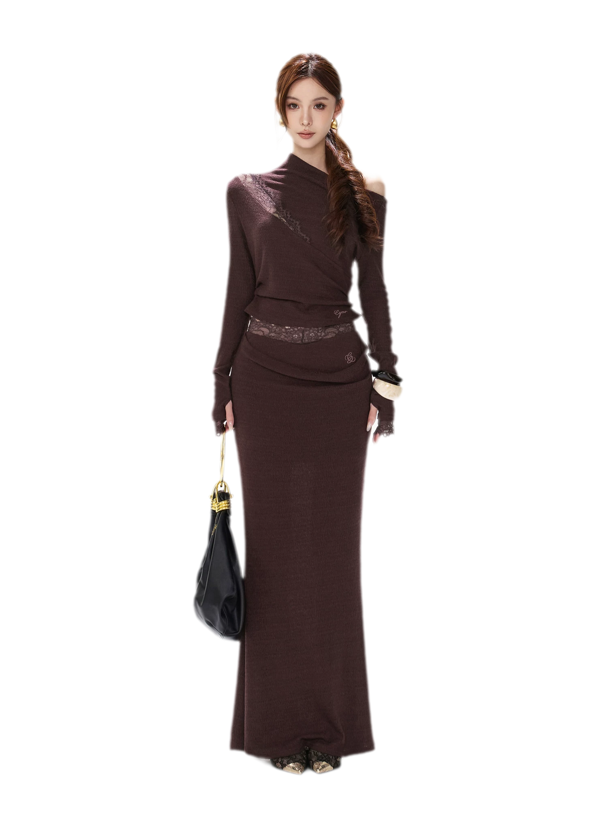 Lace Draped Two-Piece Set