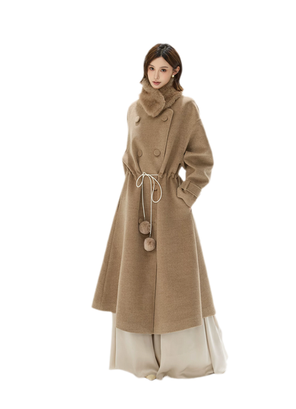 Detachable Fur Collar A-Line Coat