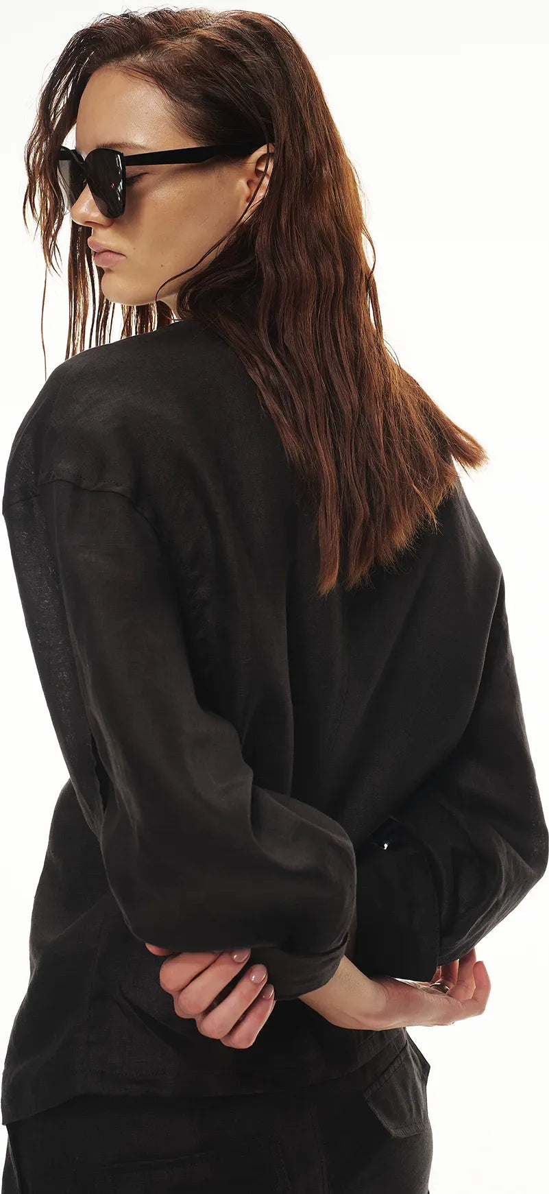 Linen Waist-Defined Shirt &amp; Low-Rise Rolled Shorts Set