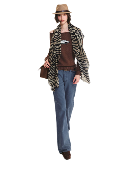 Wool Blend Jacquard Knit Sweater