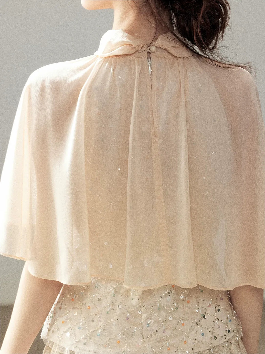 Textured Sequin Cape Top