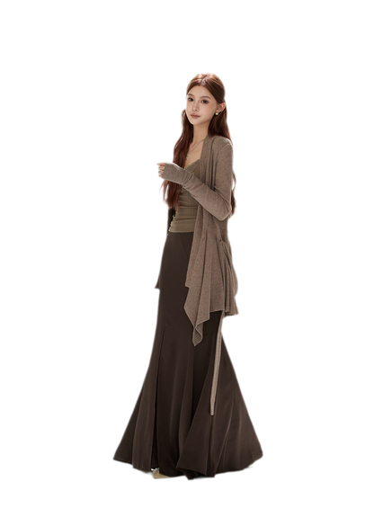 Matte Drape Irregular Hem Cardigan