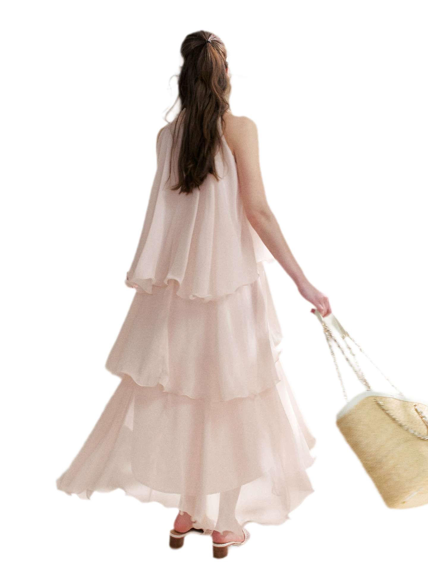 Chiffon Floral Halter Long Dress
