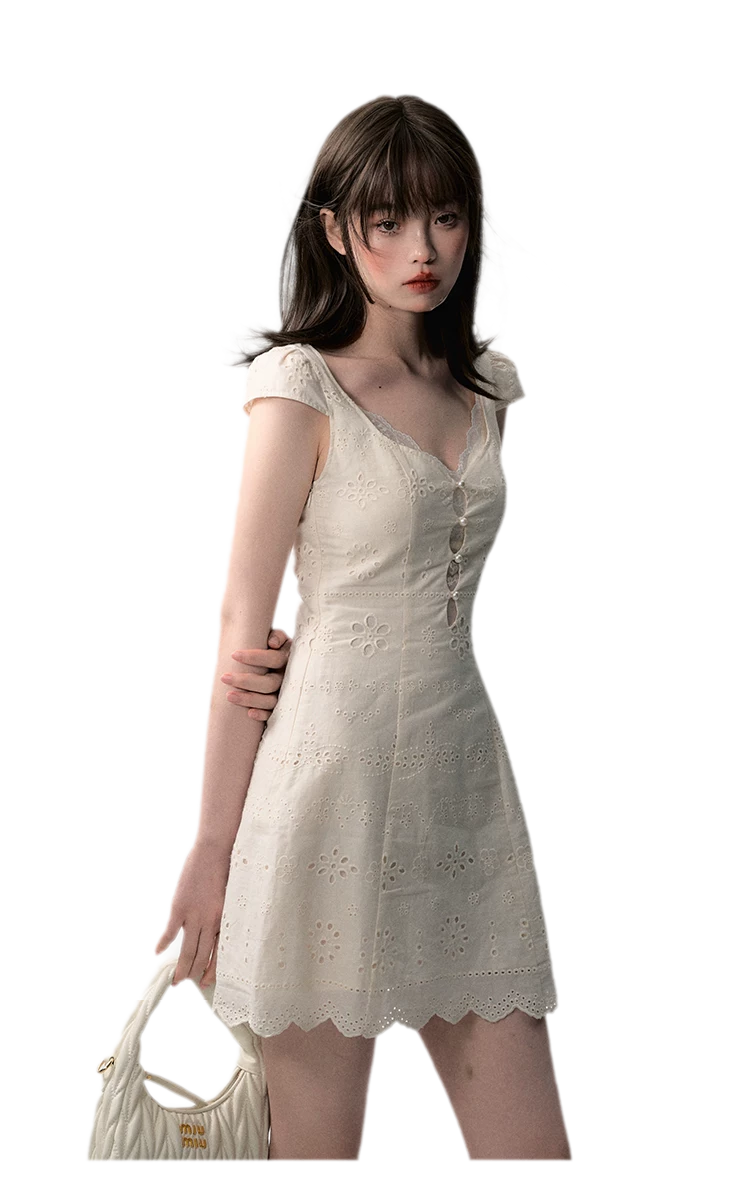 Broderie Lace Midi Dress
