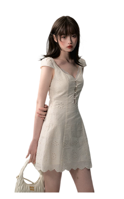 Broderie Lace Midi Dress