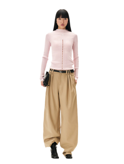Openwork Rib-Knit Fitted Top