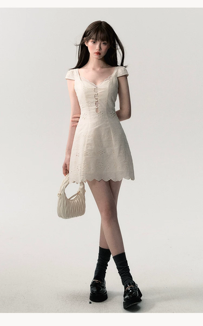 Broderie Lace Midi Dress