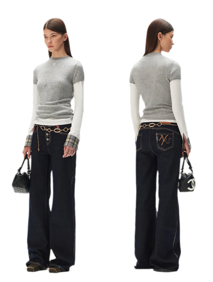Washed Straight-Leg Jeans