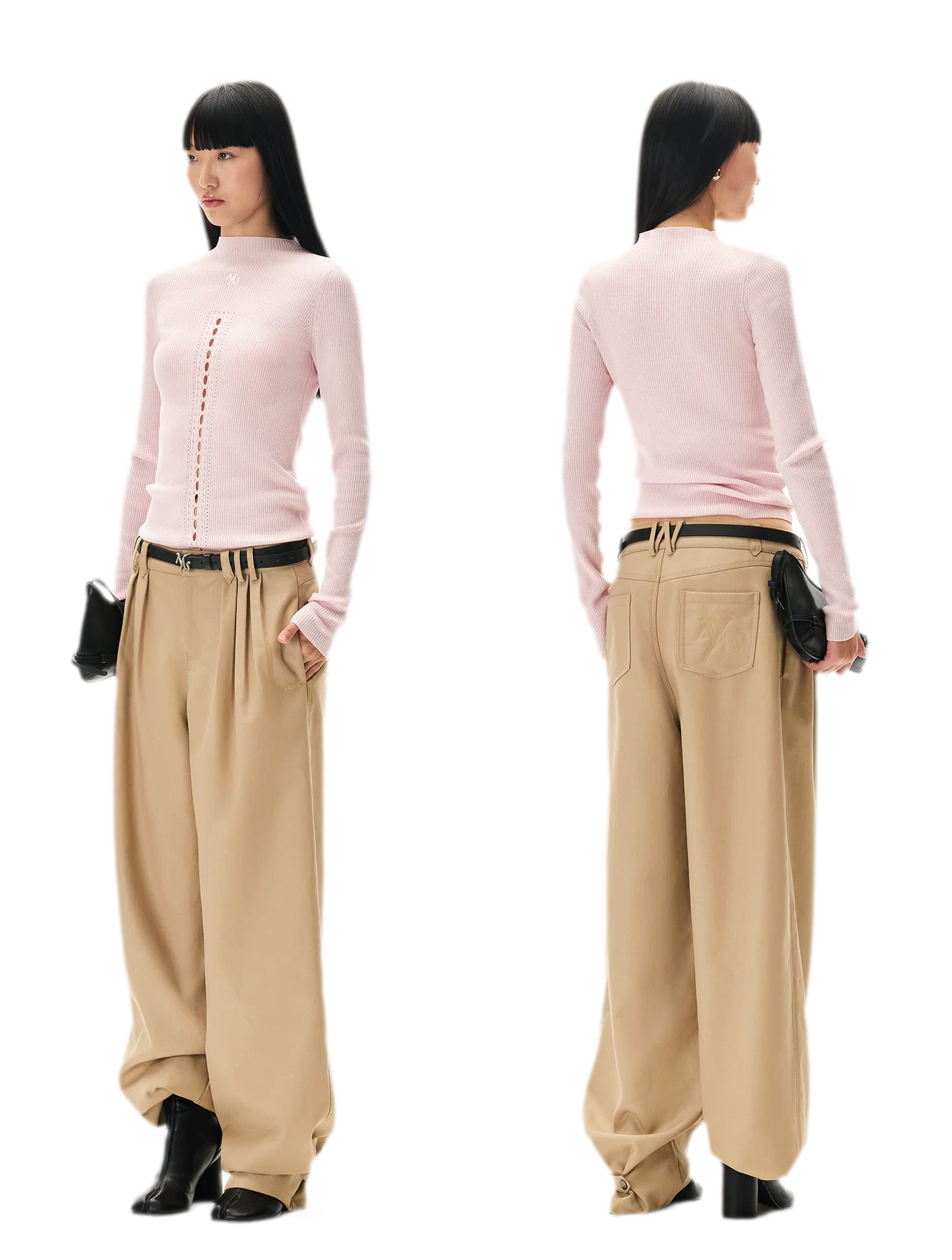 Openwork Rib-Knit Fitted Top
