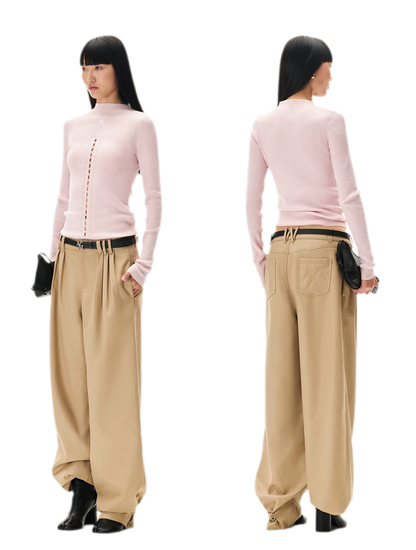 Openwork Rib-Knit Fitted Top