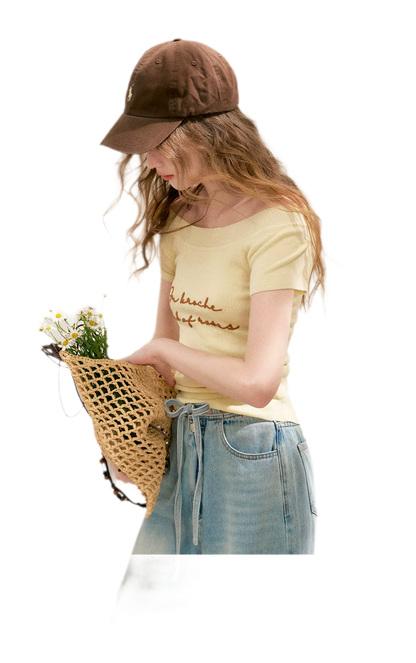 Lyocell Embroidered Knit Tee