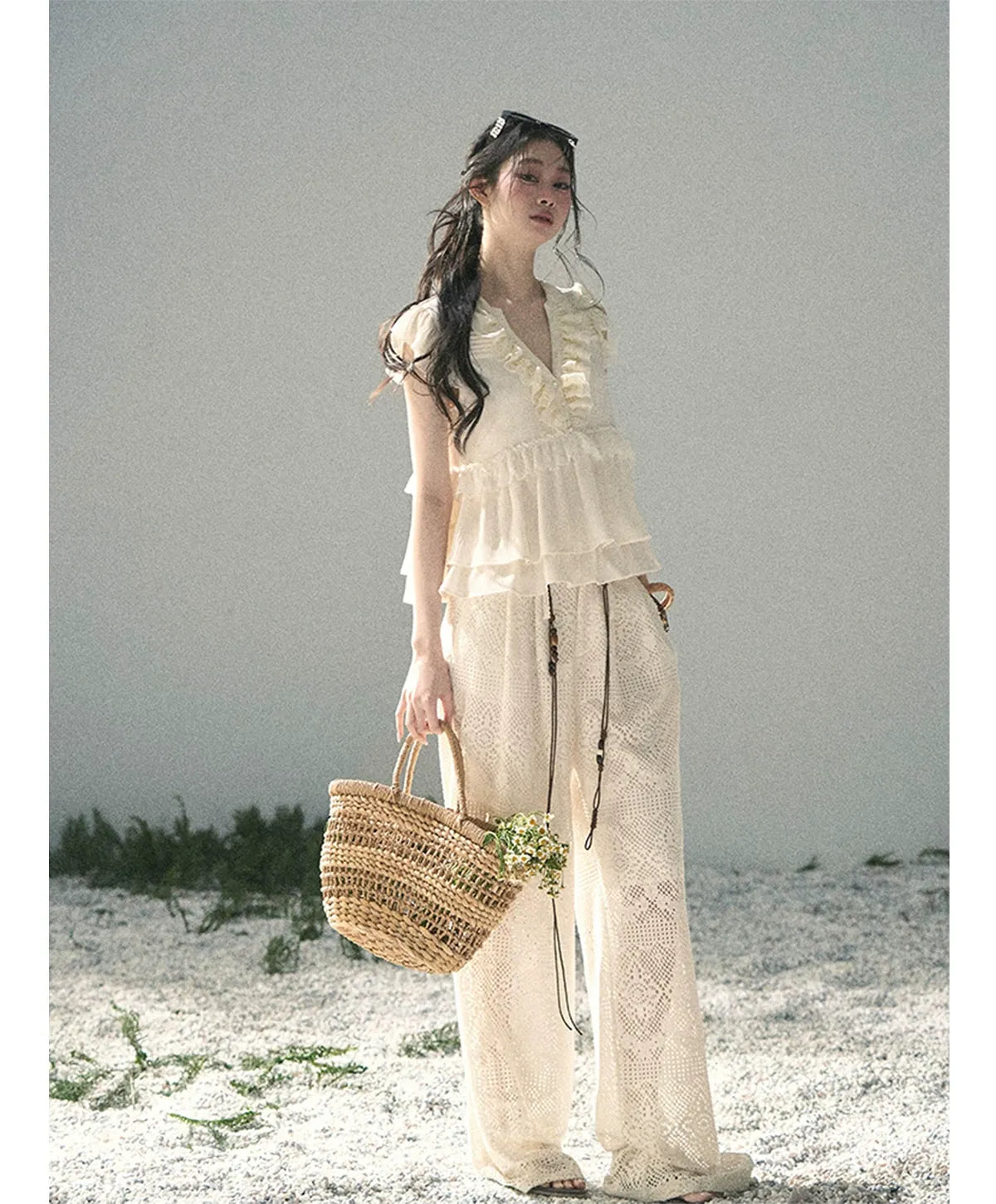 Hollow Wide-Leg Pants