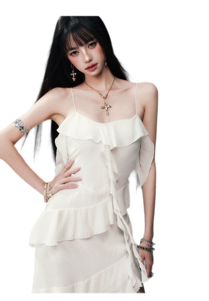 Ruffled Asymmetric Cami Dress