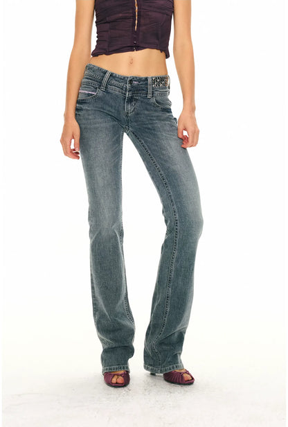 Vintage Washed Blue Denim Pants
