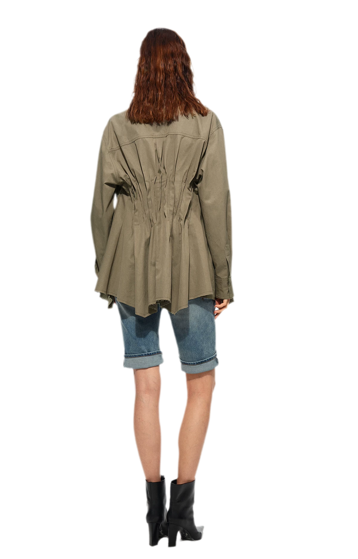 Pleated Fitted Utility Jacket
