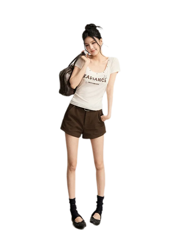 Rhinestone Cotton Summer Shorts